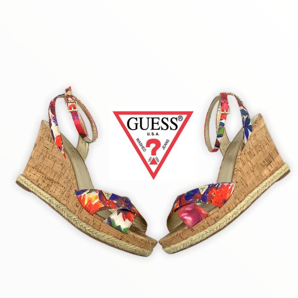 GUESS FLORAL WEDGE ESPADRILLES SIZE 10